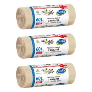Stella Worki na śmieci z uszami - zapach vanilla latte 60L Zestaw 3 x 16 szt. - Worki na śmieci - miniaturka - grafika 1