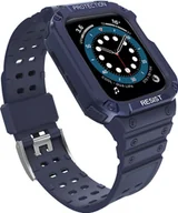 Akcesoria do smartwatchy - Hurtel Protect Strap Band opaska z etui do Watch 7 / 6 / 5 / 4 / 3 / 2 / SE (45 / 44 / 42mm) obudowa pancerny pokrowiec na zegarek niebieski - miniaturka - grafika 1