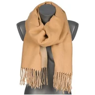 Apaszki i szaliki damskie - Szalik damski szal bawełniany DWUSTRONNY z frędzlami AX-163-5 beżowy - miniaturka - grafika 1