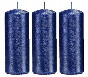 Świece ozdobne granatowe walec kokon 10/4 zestaw 3 - Świece - miniaturka - grafika 1