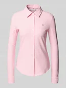 Bluzki damskie - Bluzka koszulowa o kroju shaped fit z mieszanki bawełny - miniaturka - grafika 1