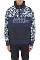 Kurtki męskie - Armani Exchange Męska kurtka z nadrukiem na całej powierzchni, Maxi Extended Front Logo, Waistband Jacket, Navy Cosmo, L - miniaturka - grafika 1