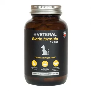 VETERAL Biotin Formula for Cat 60 kapsułek - Suplementy i witaminy dla kotów - miniaturka - grafika 1