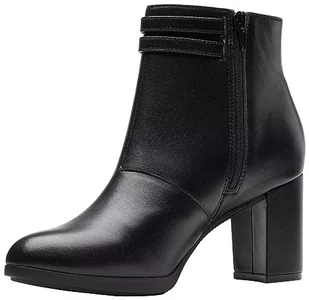 Clarks Damskie botki Bayla Light, Black Leather, 42 EU, czarna skóra, 42 EU - Botki damskie - miniaturka - grafika 1