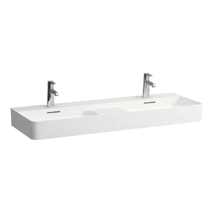 Laufen Val Umywalka wisząca lub meblowa 120x42 cm podwójna bez otworów na baterię z przelewem biała H8142820001091 - Umywalki - miniaturka - grafika 1