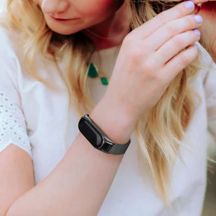 Bransoleta Milanese pasek Alogy stal nierdzewna do Xiaomi Mi Band 5/6/6 NFC Czarna - Akcesoria do smartwatchy - miniaturka - grafika 5