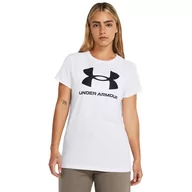 Koszulki sportowe damskie - Damski t-shirt z nadrukiem Under Armour Sportstyle Logo SS - biały - UNDER ARMOUR - miniaturka - grafika 1