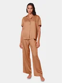 Piżamy damskie - Triumph Spodnie piżamowe Silky Sensuality 10218287 Brązowy Relaxed Fit - miniaturka - grafika 1
