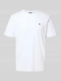 T-shirt z wyhaftowanym logo i okrągłym dekoltem - Koszulki męskie - miniaturka - grafika 1