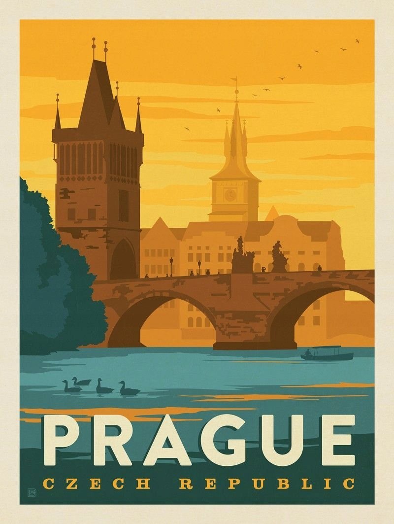 PODKŁADKA POD MYSZ Z Nadrukiem 22x18 cm Czechy Praga Vintage Tekst Prezent