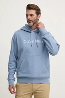 Bluzy męskie - Calvin Klein bluza bawełniana męska kolor turkusowy z kapturem z aplikacją - miniaturka - grafika 1