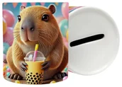 Skarbonki - Skarbonka Kapibara Z Napisem Nadrukiem Prezent Urodziny Zatyczka Na Dole - miniaturka - grafika 1