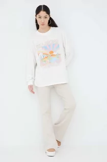 Koszulki i topy damskie - Billabong longsleeve bawełniany x Wrangler kolor beżowy - grafika 1
