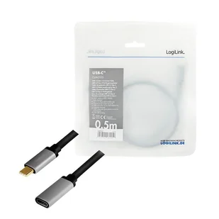 LogiLink USB 3.2 USB-C M/F 0.5 m CUA0105 - Adaptery i przejściówki - miniaturka - grafika 1