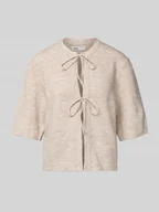 Swetry damskie - Kurtka z dzianiny o luźnym kroju z wiązanym detalem model ‘SIMONI’ - miniaturka - grafika 1