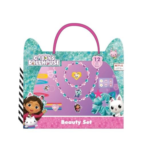 Gabby´s Dollhouse zestaw kosmetyczny dla dzieci - wielokolorowy - zawiera 6 opasek do włosów, 1 gumka do włosów, 4 spinki do włosów, 2 naszyjniki, pierścionek i naklejki - oryginalny produkt