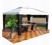 Pawilony ogrodowe - Swing&Harmonie Pawilon rattanowy LED Royal 3x4 m czarny kremowy 8011701 - miniaturka - grafika 1