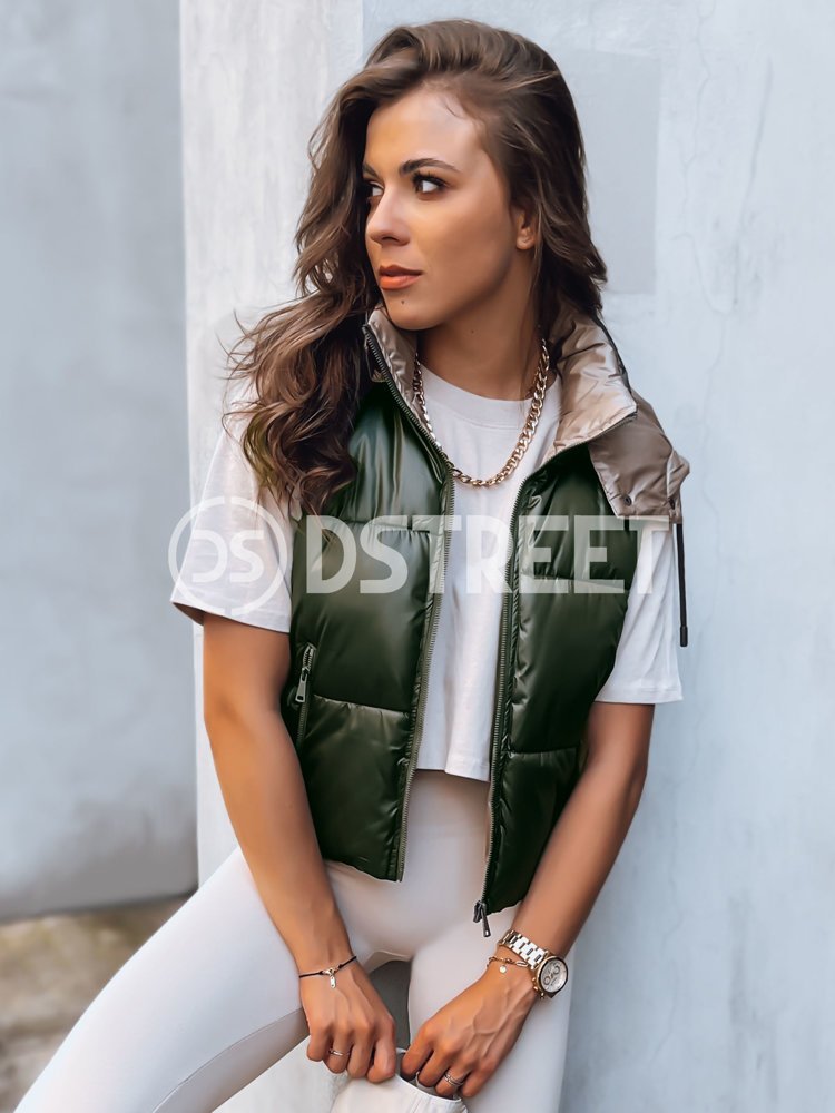 Sportowa kamizelka damska pikowana OSHE zielona Dstreet TY3704-S