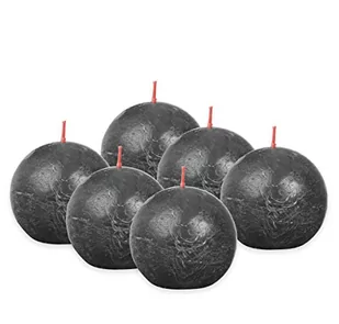 Bolsius Rustykalne świece kule Shine, 6 szt., 76x190 mm, szarość burzy Sfeerpunt - Świece - miniaturka - grafika 1