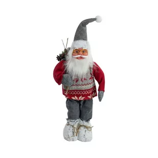 Święty Mikołaj materiałowy 45cm szaro-czerwony - Ozdoby bożonarodzeniowe - miniaturka - grafika 2