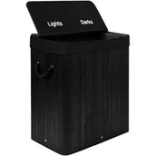 Kosze na bieliznę - Kosz bambusowy na pranie SOREN 2 komory czarny - miniaturka - grafika 1