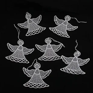 Zestaw szydełkowanych ozdób wiszących Angels 6 szt., biały - Ozdoby bożonarodzeniowe - miniaturka - grafika 1