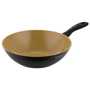 Patelnia aluminiowa wok AmVegan 28 cm czarno-złoty - Patelnie - miniaturka - grafika 1