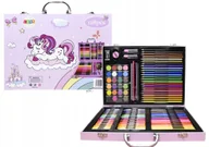 Przybory szkolne - Zestaw Artystyczny w Walizce z Jednorożcem Kredki Farbki Różowa 128 el. - miniaturka - grafika 1