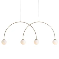 Lampy sufitowe - Beżowa podwójna lampa wisząca Una 4 L do salonu - miniaturka - grafika 1