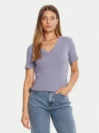 Koszulki i topy damskie - Tommy Hilfiger T-Shirt New Cody WW0WW40584 Fioletowy Slim Fit - miniaturka - grafika 1