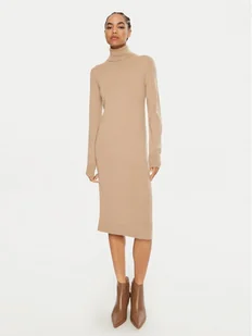 Calvin Klein Sukienka dzianinowa K20K207485 Beżowy Regular Fit - Sukienki - miniaturka - grafika 1
