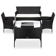 Meble ogrodowe - vidaXL 5 częściowy zestaw mebli do ogrodu poduszki rattan PE czarny 45893 45893 - miniaturka - grafika 1