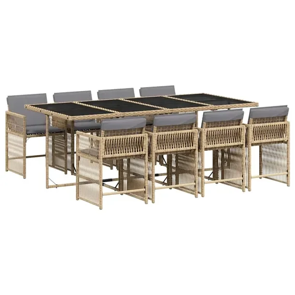 Zestaw mebli ogrodowych rattan PE, mieszany beżowy, 220 x 106 x 73 cm