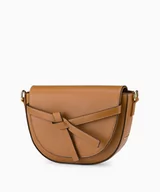 Torebki damskie - PUCCINI Mała torebka damska z ozdobnym węzłem brązowa - miniaturka - grafika 1