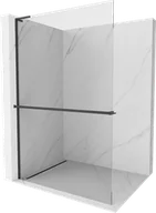 Ścianki i drzwi prysznicowe - Mexen Kioto+ L ścianka prysznicowa z półką Walk-in 90 x 200 cm, transparent, czarna - 800-090-123-70-00 - miniaturka - grafika 1