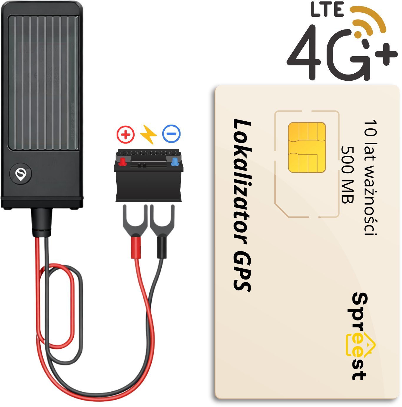 Spreest LOKALIZATOR GPS 4G DO AUTA SAMOCHODU ROWER ŁODZI + KARTA SIM NA 33 MIESIĘCY
