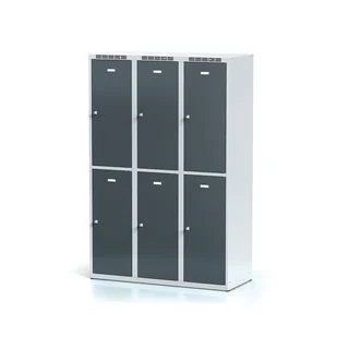 Alfa 3 Metalowa szafka ubraniowa 6-drzwiowa, drzwi antracytowe, zamek obrotowy 1261765 - Szafki BHP - miniaturka - grafika 1