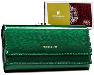 Duży elegancki portfel damski na karty ochrona RFID Peterson, ciemnozielony - Portfele - miniaturka - grafika 1