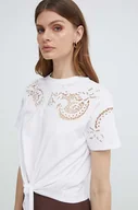 Koszulki sportowe damskie - Guess t-shirt bawełniany damski kolor beżowy W4GI15 I3Z14 - miniaturka - grafika 1