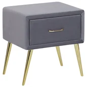 Szafki nocne - Beliani Szafka nocna welurowa szara FLAYAT - miniaturka - grafika 1