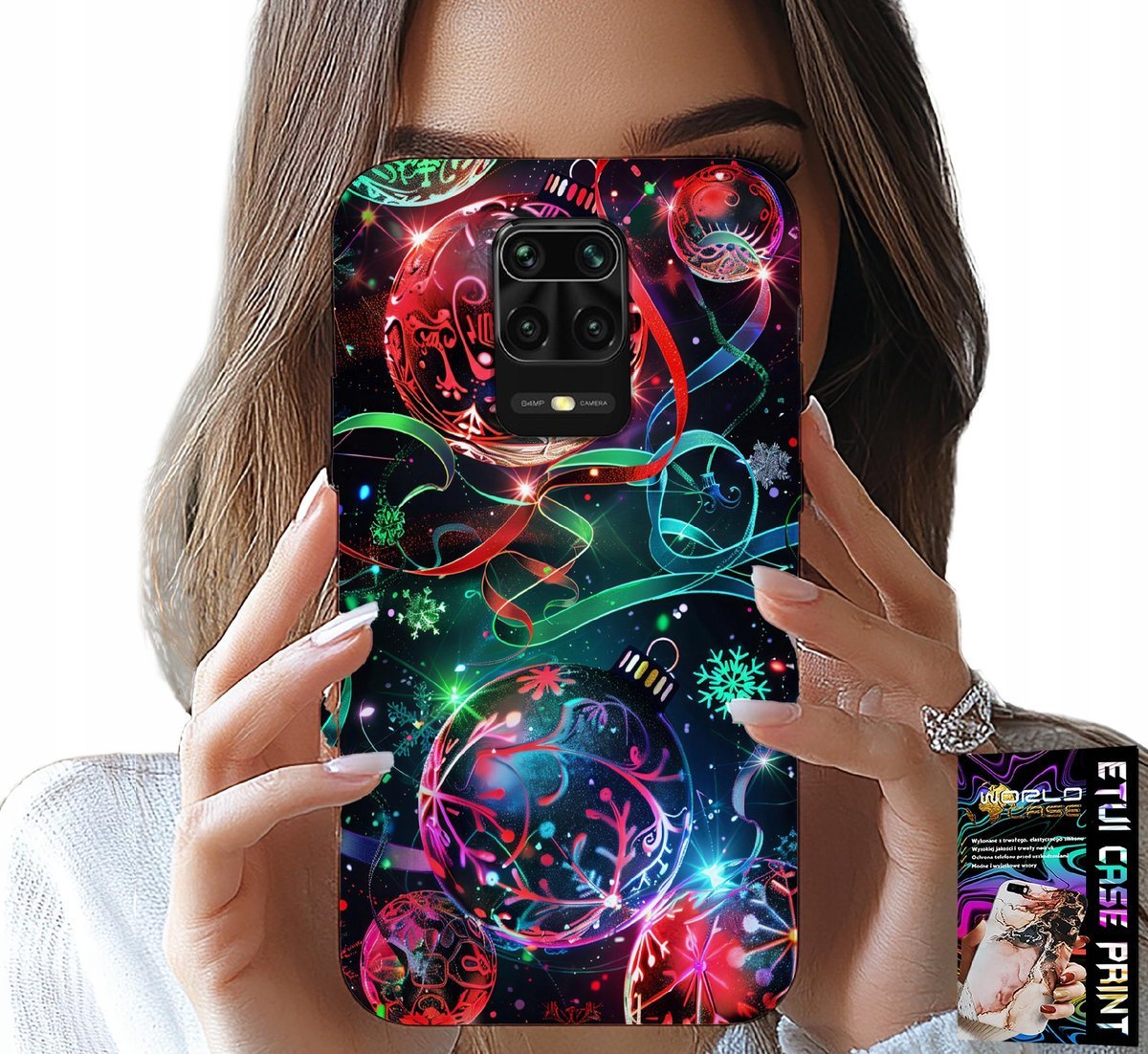ETUI DO XIAOMI NOTE 9 PRO / 9S - ŚWIĄTECZNE BOMBKI, CHOINKA, CASE + FOLIA
