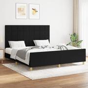 Łóżka - Lumarko Rama łóżka z zagłówkiem, czarna, 160x200 cm, obita tkaniną - miniaturka - grafika 1