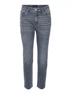 Spodnie damskie - VERO MODA VMBRENDA dżinsy damskie z wysokim stanem, prosty krój, Dark Blue Denim/Szczegóły: Grey Wash, 29W / 34L - miniaturka - grafika 1