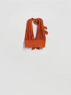 Koszulki i topy damskie - Reserved - Krótki top halter - pomarańczowy - miniaturka - grafika 1