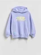 Bluzy dla dziewczynek - Reserved - Bawełniana bluza z kapturem - jasnoniebieski - miniaturka - grafika 1