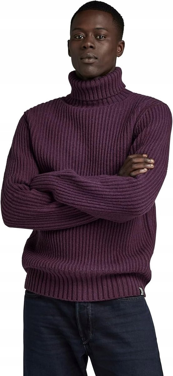 G-STAR RAW FIOLETOWY GOLFOWY SWETER MĘSKI Z WEŁNY L J5A