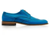 Półbuty męskie - Niebieskie męskie buty wizytowe - brogsy T155 r. 45 - miniaturka - grafika 1