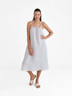 Lniana Sukienka FLORA MIDI light gray - Sukienki Lniana Sukienka FLORA MIDI light gray - Sukienki - miniaturka - grafika 1