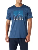 Koszulki męskie - Jack Wolfskin Męska Koszulka Peak Graphic T M, Thunder Blue, M - miniaturka - grafika 1