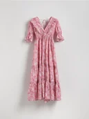 Sukienki - Reserved - Wzorzysta sukienka z bawełny - różowy - miniaturka - grafika 1